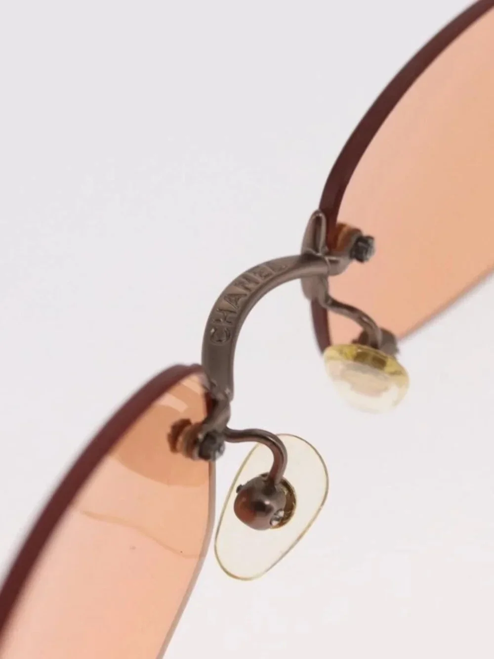CHANEL Sunglasses metal Orange CC Auth ka2083